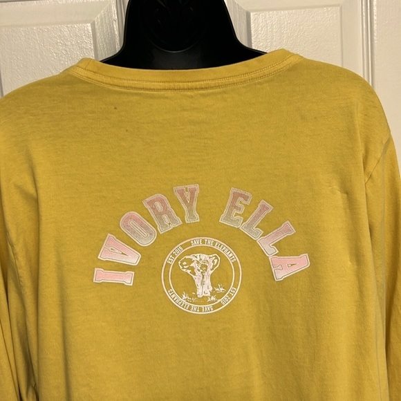 IVORY ELLA 🐘 YELLOW PINK ORGANIC COTTON LONG SLEEVE ELEPHANT T-SHIRT Women’s XXL - Picture 10 of 13